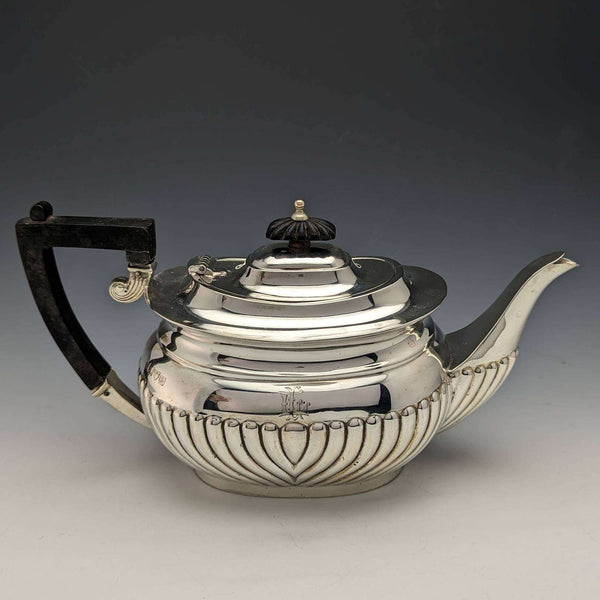 Tetera de plata de ley (925) antigua inglesa de 1906, 394 g, Barker Brothers