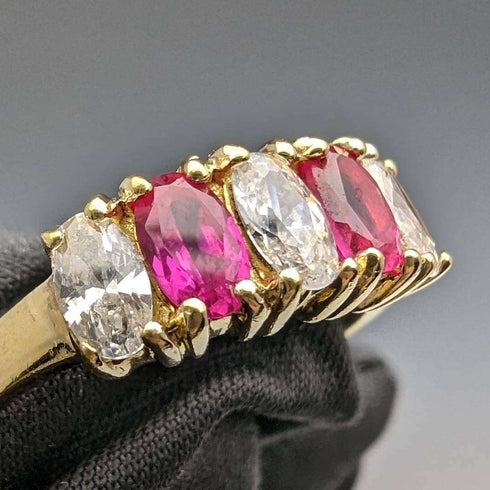 Vintage Jewelry Two-tone Stone Gold-tone Sterling Silver Ring (Size 12)