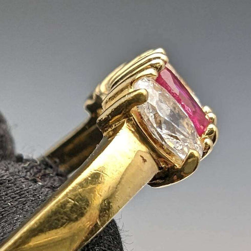 Vintage Jewelry Two-tone Stone Gold-tone Sterling Silver Ring (Size 12)