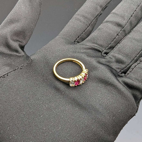 Vintage Jewelry Two-tone Stone Gold-tone Sterling Silver Ring (Size 12)