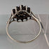 British Vintage Jewelery Garnet and Pearl Sterling Silver Ring