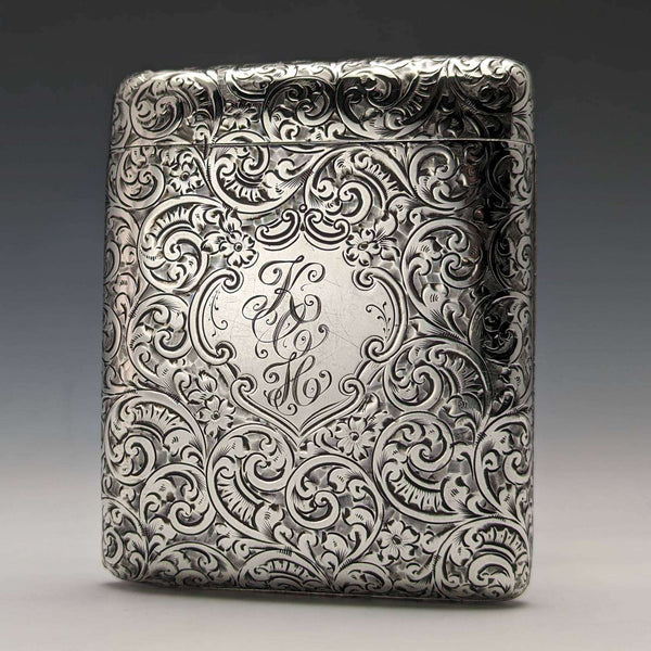 Estuche para cigarrillos de plata esterlina británica antigua, 1912, doble bisagra, 78 g, Smith and Bartlam
