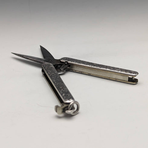 Tijeras plegables de bolsillo con mango de plata esterlina, antigüedades británicas de finales del siglo XIX