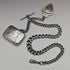 Around 1900 British Antique Sterling Silver Albert Chain 88g Vesta Case & Medal Fob