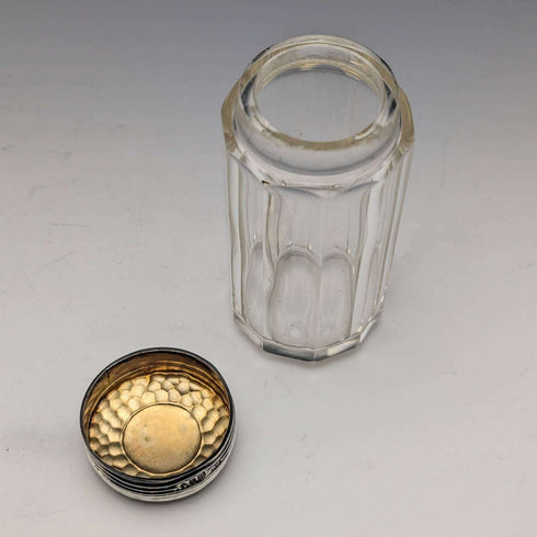 Around 1910 British Antique Pure Silver Lid Glass Bottle Set of 4 Percy Whitehouse