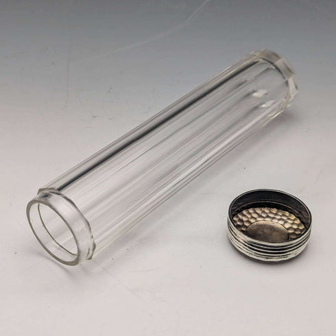 Around 1910 British Antique Pure Silver Lid Glass Bottle Set of 4 Percy Whitehouse