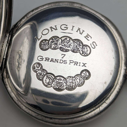 1925年頃 ヴィンテージ ロンジン 懐中時計 銀側ハンターケース 動作良好