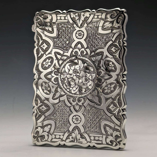 1872 British antique sterling silver card case 50g GEORGE UNITE