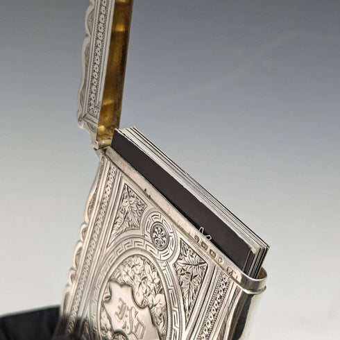 1882年 英国アンティーク 純銀製カードケース 53g Frederick Marson
