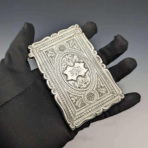 1882年 英国アンティーク 純銀製カードケース 53g Frederick Marson