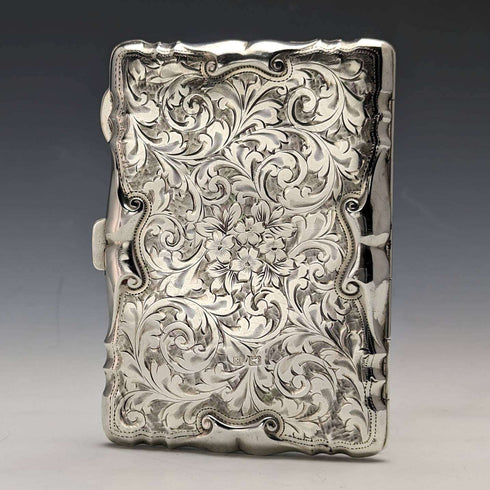 Tarjetero antiguo de plata de ley con apertura doble, Reino Unido, 1909, 63 g, Cohen and Charles