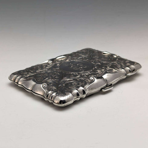 Tarjetero antiguo de plata de ley con apertura doble, Reino Unido, 1909, 63 g, Cohen and Charles
