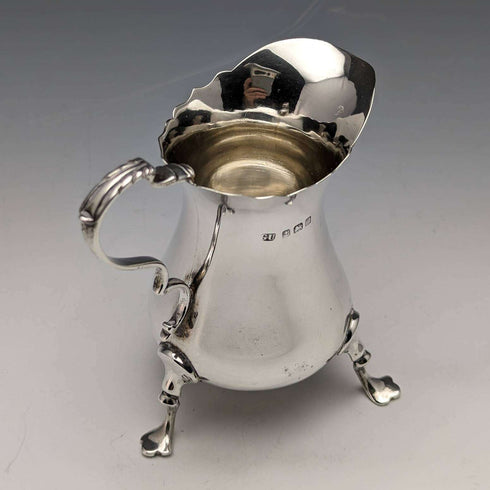 Jarra de crema de plata esterlina antigua británica, 1908, 84 g, George Unite