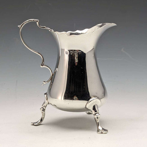Jarra de crema de plata esterlina antigua británica, 1908, 84 g, George Unite