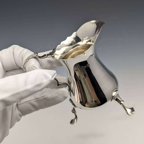 Jarra de crema de plata esterlina antigua británica, 1908, 84 g, George Unite