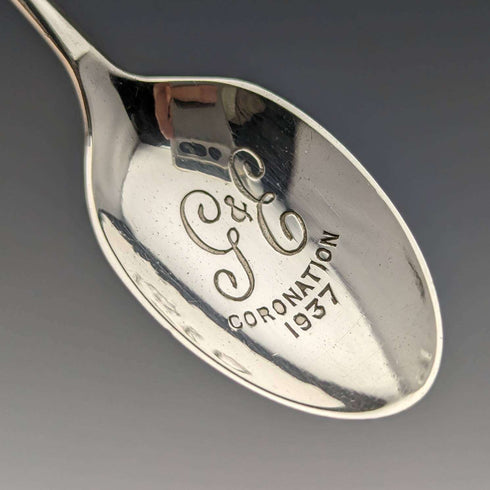 1936 British vintage enamel decorated sterling silver teaspoon set of 6 in a case
