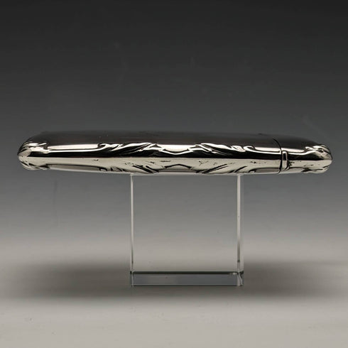 Estuche para tarjetas de plata esterlina antigua británica de 1910, acabado espejo, 79g, E J Trevitt