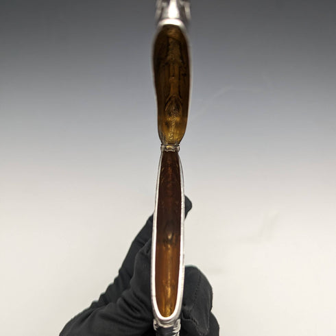 Estuche para tarjetas de plata esterlina antigua británica de 1910, acabado espejo, 79g, E J Trevitt