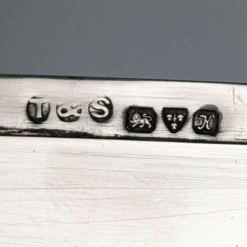 Estuche para tarjetas de plata esterlina antigua británica de 1910, acabado espejo, 79g, E J Trevitt