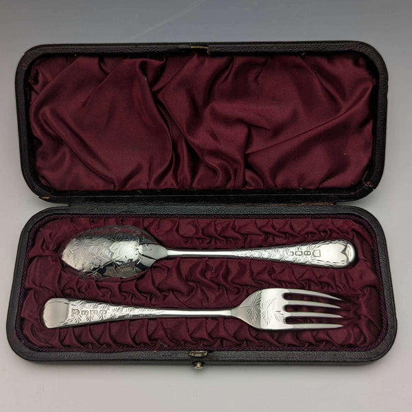 1895年頃 英国アンティーク シルバープレート製 クリスニングカトラリーセット Henry Atkin ケース入