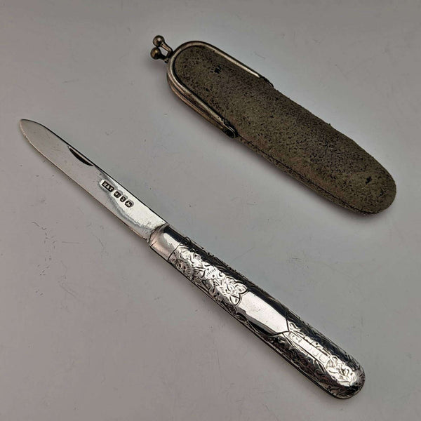 1897 年英國古董純銀折疊筆刀 Hilliard and Thomason 帶盒
