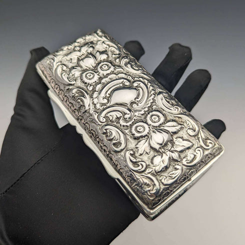 1896 British antique sterling silver box 160g George Nathan