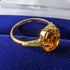 British Vintage Jewelry Amber Color Stone Rolled Gold Ring (Size 12)