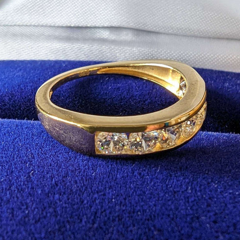 British vintage jewelry cubic zirconia x7 sterling silver gilt ring (size 11)