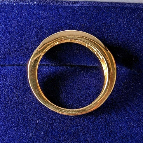 British vintage jewelry cubic zirconia x7 sterling silver gilt ring (size 11)