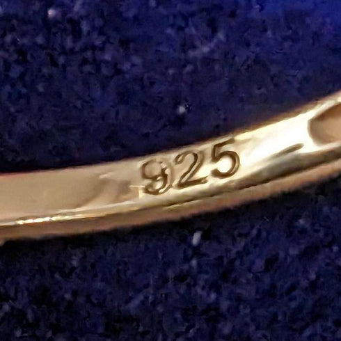 British vintage jewelry cubic zirconia x7 sterling silver gilt ring (size 11)