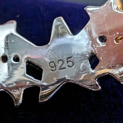 Anillo de plata de ley con estrellas multicolor, joyería vintage británica