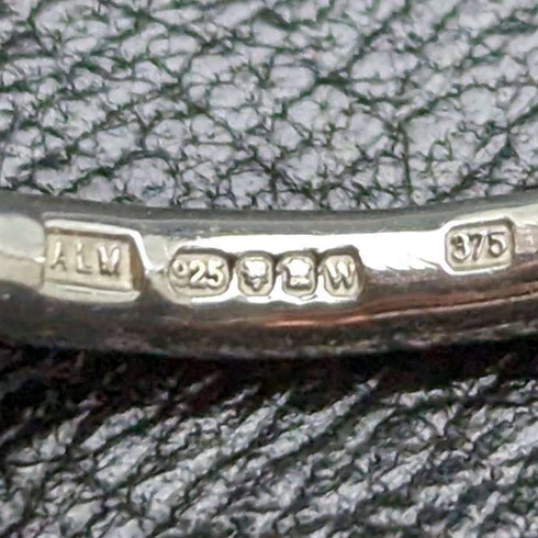 British vintage jewelry 9ct gold star pure silver ring