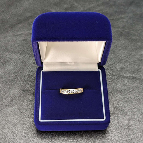 British vintage jewelry cubic zirconia x7 sterling silver gilt ring (size 11)