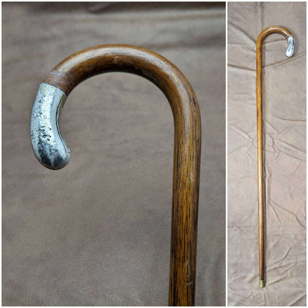 1928 British Vintage Men's Walking Stick with Curved Handle 78cm