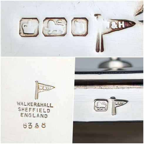 Caja de té de plata esterlina antigua británica de 1913, Walker and Hall