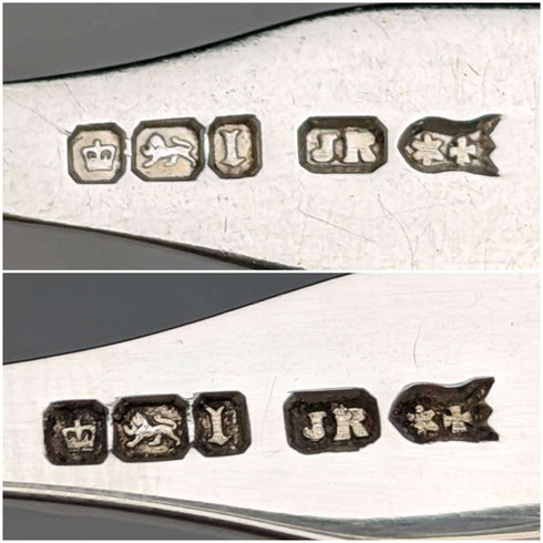 1903년 영국 앤틱 순은제 티스푼 6본 세트 조셉 로저스 케이스 포함