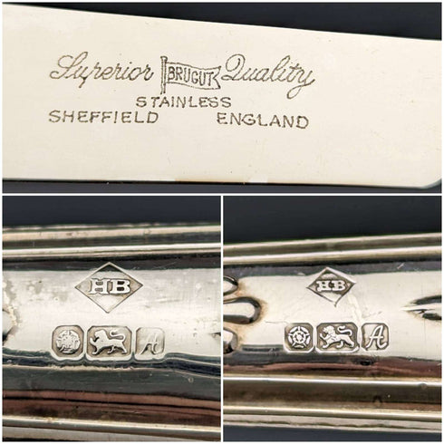 1975年 英国复古纯银手柄餐具 6对套装(含原装盒)